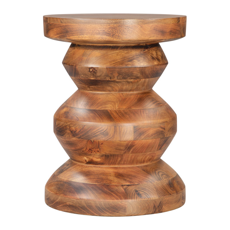 Table de bout à piédestal en bois massif de 21,3 po de hauteur 