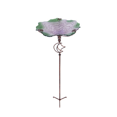 Glass Single Tier Birdbath