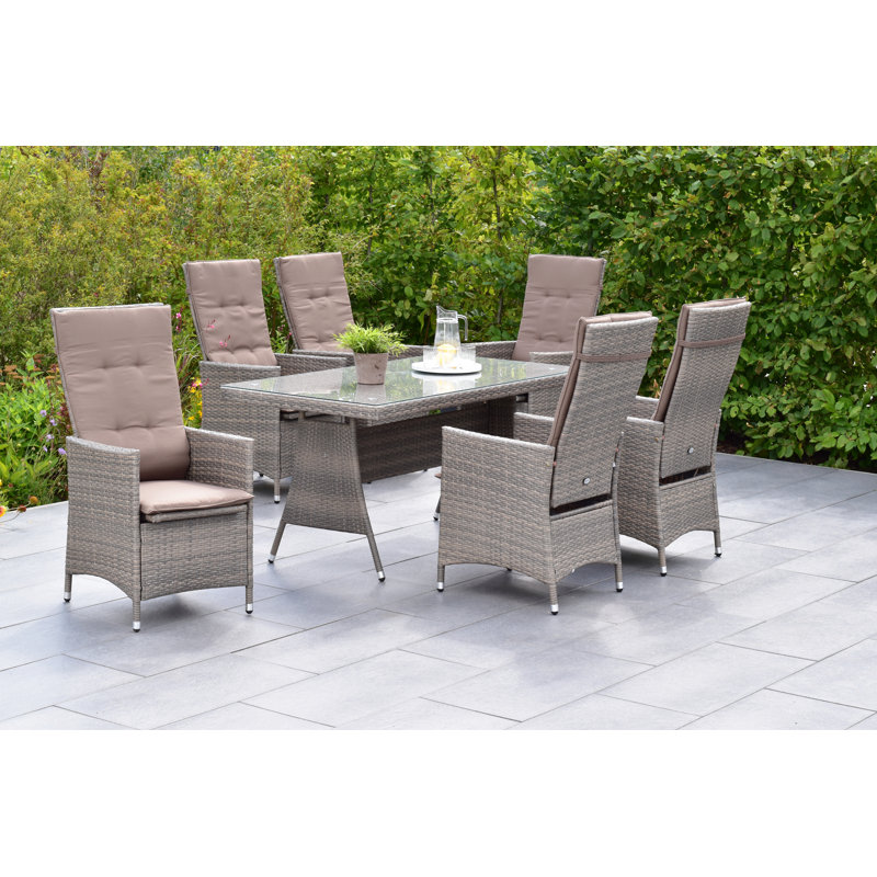 Valencia 6 - Person Patio Dining Set with Rectangular Table , Cushions Included