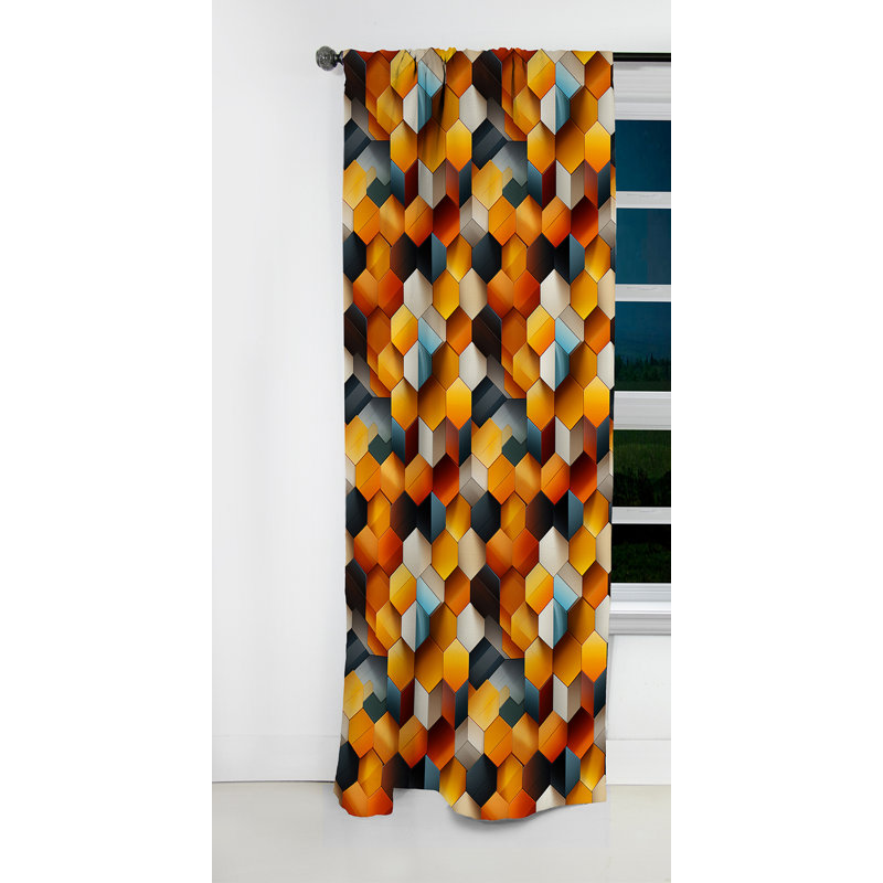 Carreaux chromatiques - Rideau géométrique abstrait - Rideau occultant à formes géométriques - 1 panneau, L 52 po x L 95 po