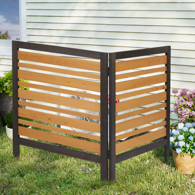 2-Panel Outdoor Air Conditioner Fence Screen, Outside Wood Privacy Fence, Backyard Garden Patio 38" W x 42" H