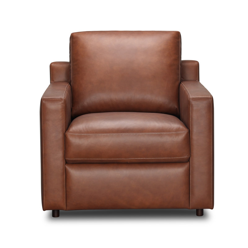 Belgrade Top Grain Genuine Leather Club Chair, Vintage Brown Top Grain Genuine Leather