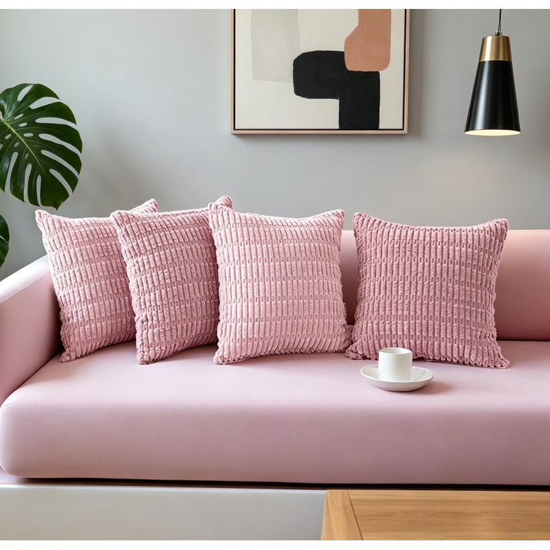 Striped Pink Cushion Cover, Pink
