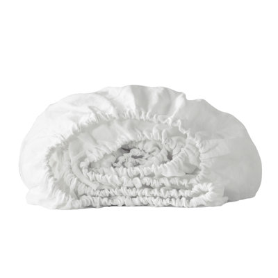 Drap-housse en lin blanc