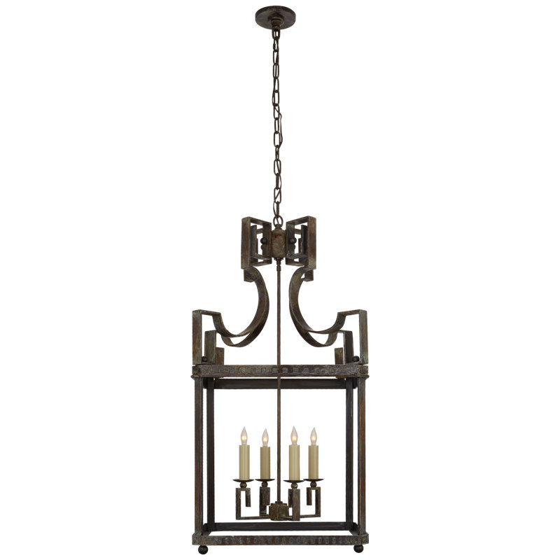Visual Comfort 4 Light Chandelier, Weathered Verdigris