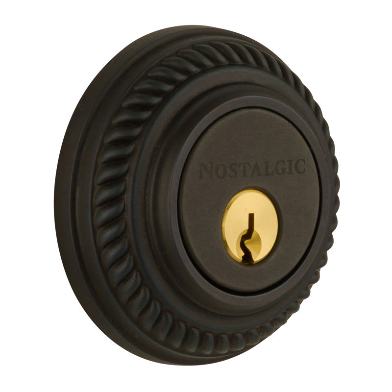 Nostalgic Warehouse Rope Rosette Double Cylinder Deadbolt, Oil Rubbed Bronze