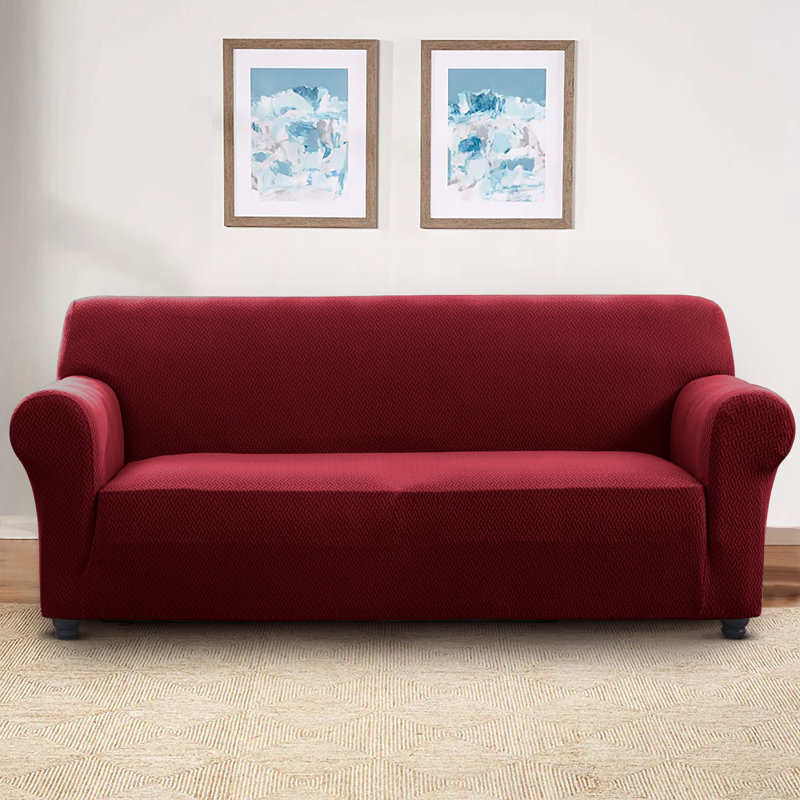 High Quality Stretchable Spandex Sofa Cover , Burgundy, 3 Seater