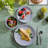 Gibson Elite Ramapo 12 Piece Solid Color Speckled Dinnerware Set - Purple-72615072