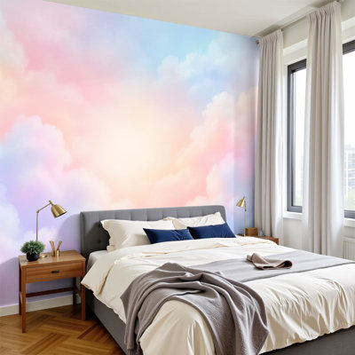 Papiers peints modernes adhésifs à motif de nuances de couleurs pastel de couleur pastel H 69 po x l 96 po, papier peint amovible en PVC autocollant pour chambre à coucher