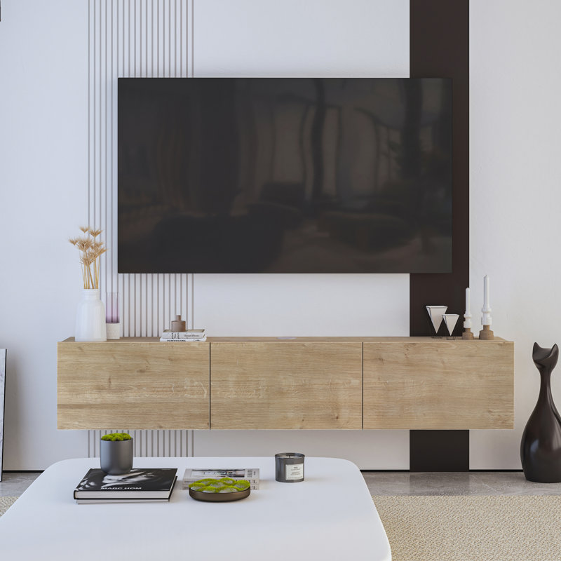 Beverlie TV Stand for TVs up to 78", Oak Wood
