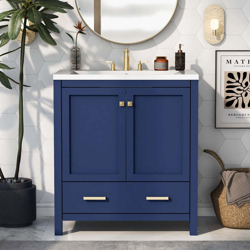 Ensemble de meuble-lavabo simple 30 po Artrell, Bleu