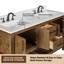 Meuble-lavabo 60 po avec lavabo Farmhouse, bois massif, 2 tiroirs, 4 portes à fermeture douce, tablette de rangement ouverte, comptoir et dosseret en marbre 0,79 po, brun rustique-1218096836-1218096838-1218096843