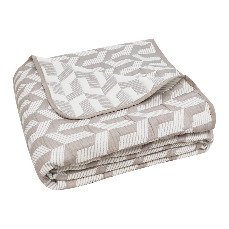 Taupe Twin Reversible Woven Matelasse Quilt Set