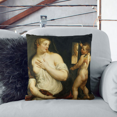 Venus And Cupid Square Throw Cushion