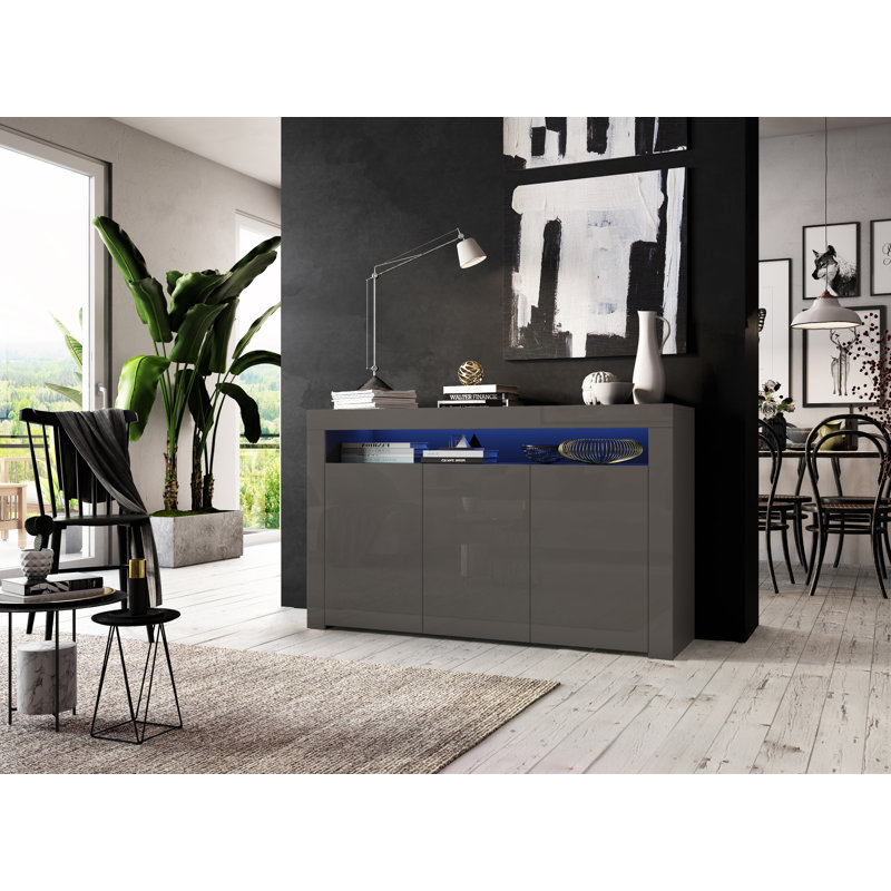 Dina 152cm Sideboard, Yes, Grey Matte/Grey High Gloss