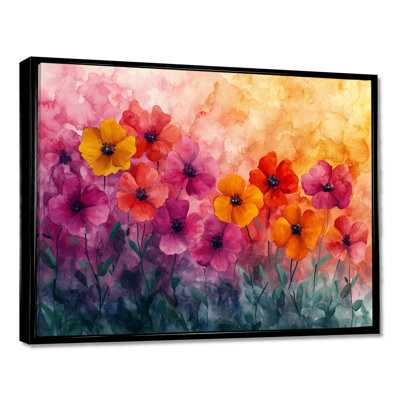 Jacquette, couleurs vives et fleurs sauvages, art moderne I - Fleurs murales sur toile
