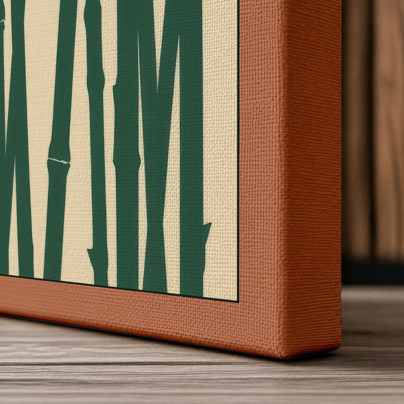 Bamboo in Green Japandi - Wrapped Canvas, 18x12 - 45.7 x 30.5 cm, Terracotta Border