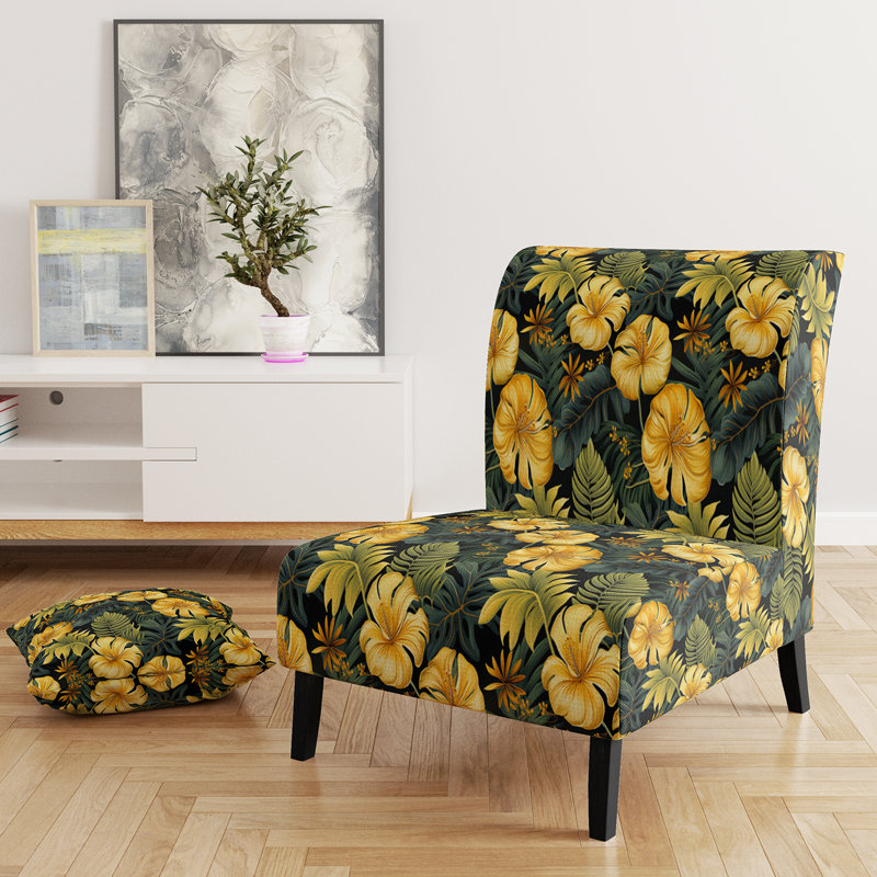 Fauteuil de chambre rembourré C, Motif tropical Monstera Magic