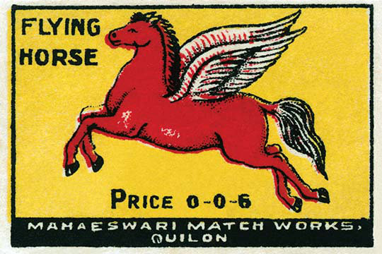 « flying cheval », affiche rétro, H 20 po x l 30 po x P 1,5 po