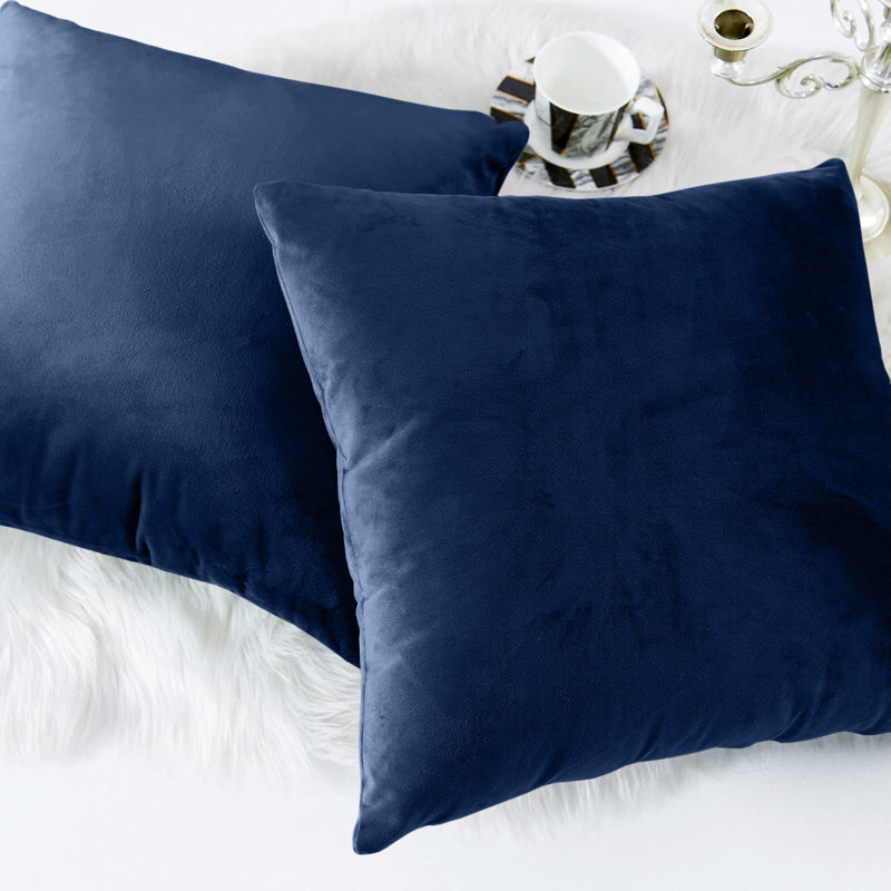 Square Luxury Velvet Cushion cover Pack of 2, Navy
