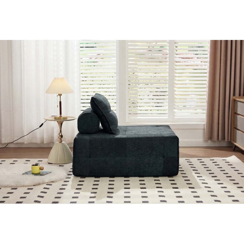 Canapé modulaire à dossier profond et sans assemblage, Black Chenille