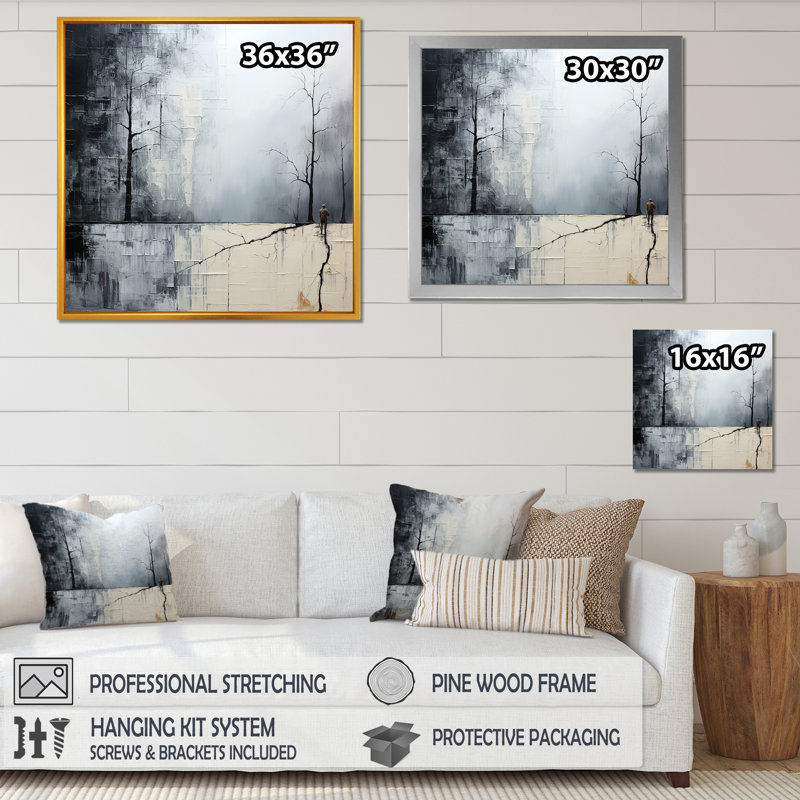 Simplicity Winter Dream Abstract, H 30 po x l 30 po x P 1 po, Cadre simple noir