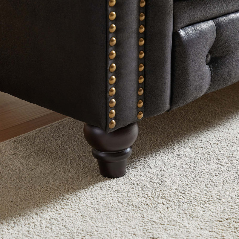 Canapé modulaire contemporain Chesterfield avec tissu technique et capitonnage à boutons