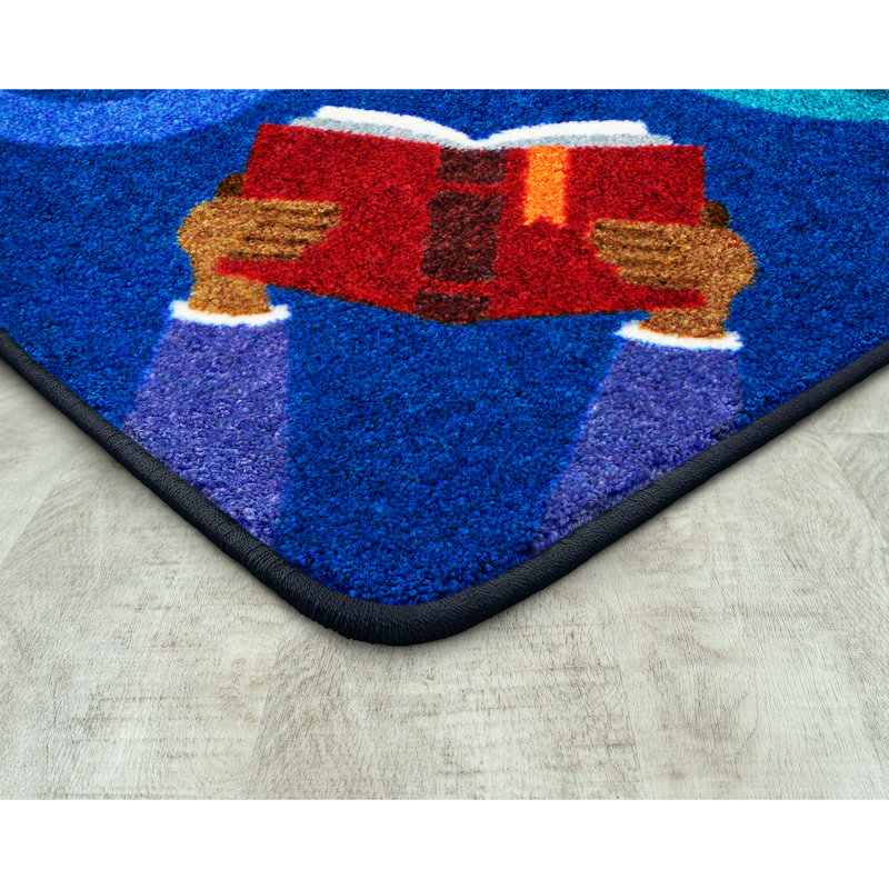 Tapis bleu de lecture de 7 pi 8 po x 10 pi 9 po, Bleu, Rectangle 129 po x 92 po