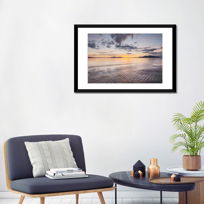 «Samish Bay Sunset II», impression sur toile, Papier d'art encadré noir, Blanc, H 16 po x l 24 po x P 1 po