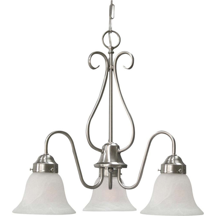V2353 Pitkin 3-Light Shaded Classic/Traditional Chandelier with Bell Shape Alabaster Glass Shades