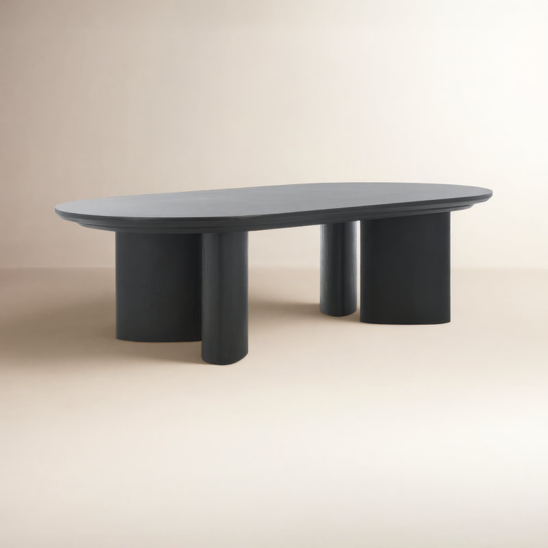 Caya Oval Wood Coffee Table, Black
