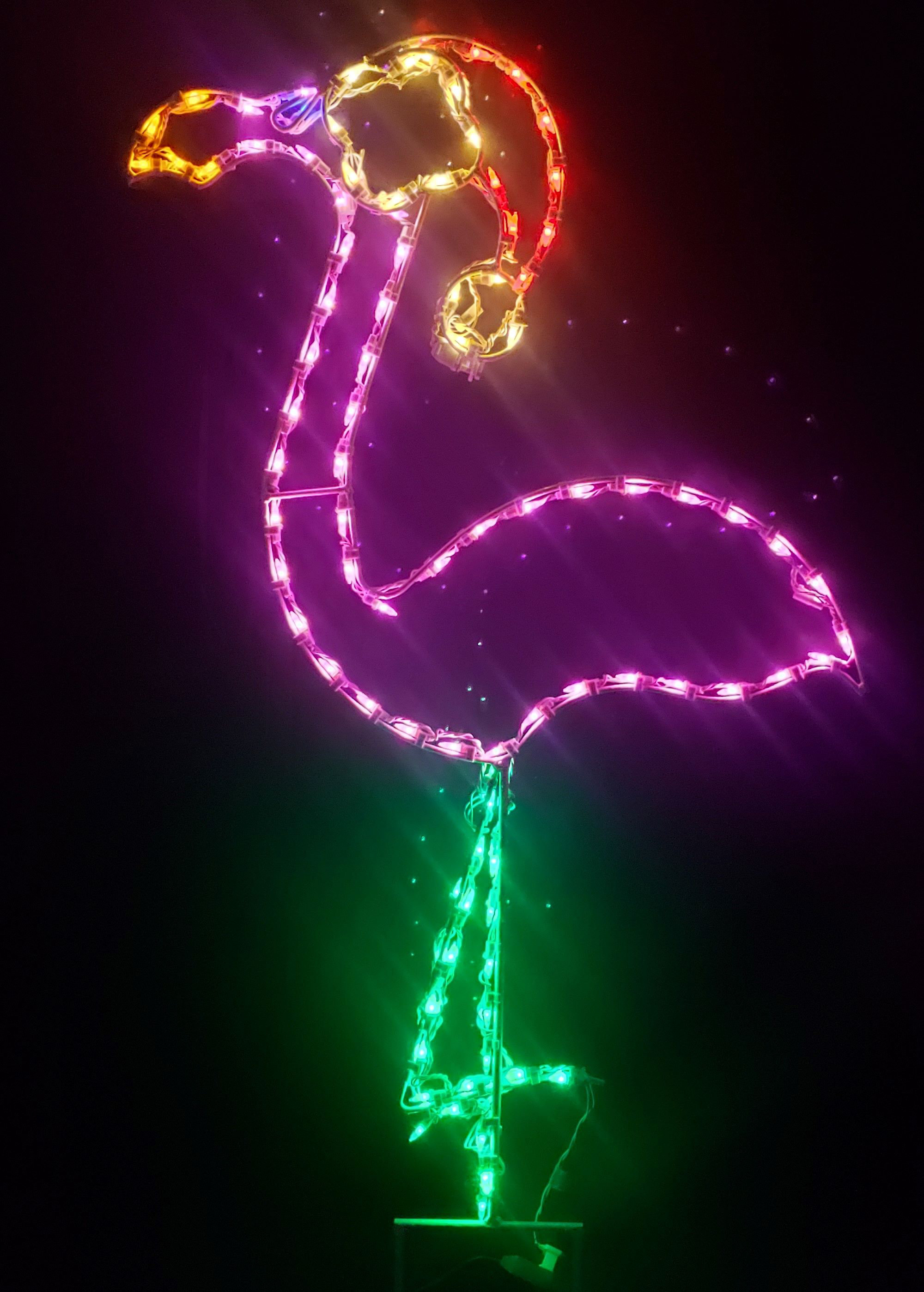 Lori's Lighted D'Lites Large Flamingo with Santa Hat Nautical Christmas
