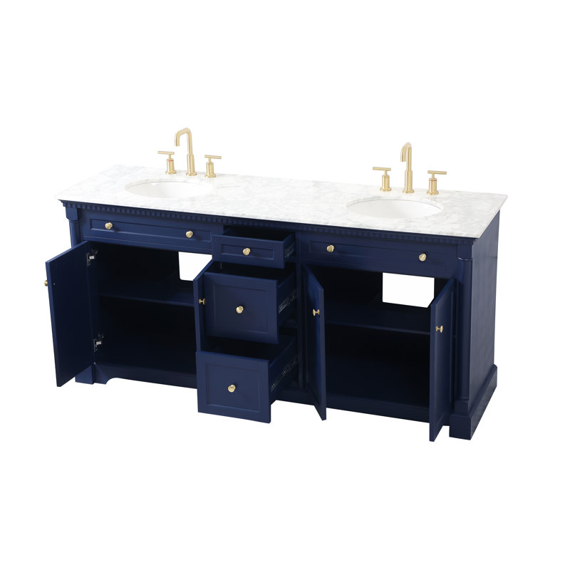 Ensemble de meuble-lavabo double 72 po, Bleu