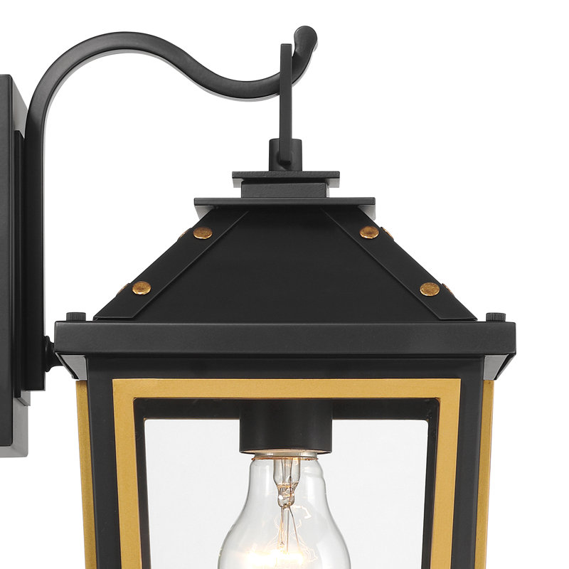 Michalena 1 Light Matte Black + Textured Gold Outdoor Sconce