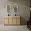Meuble-lavabo autoportant 60 po avec double lavabo en résine blanche et armoire à fermeture en douceur - Charnières en contreplaqué de style contemporain de qualité moderne-371115951
