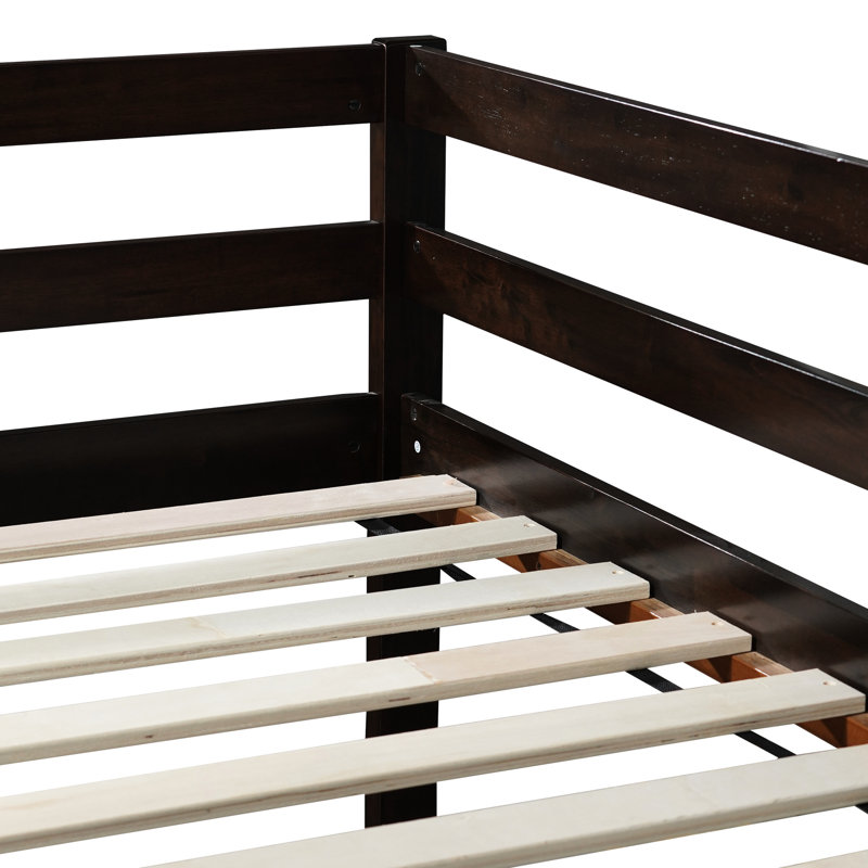Twin Loft Bed With Strengthened Slats, Finish, Rubber Wood Build, For Easy Movement, Extra Bedroom Organization Space Bed, Construction, Slat Platform, Low Height , Maximize Storage Capacity