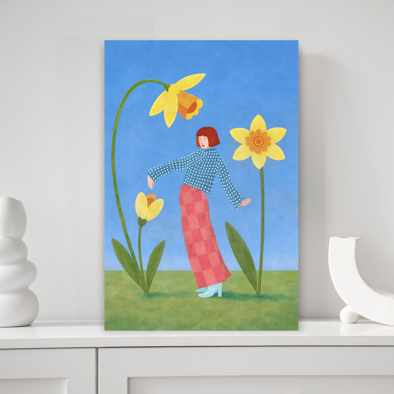 Printemps, jonquille, danse, fantaisie, H 18 po x l 12 po