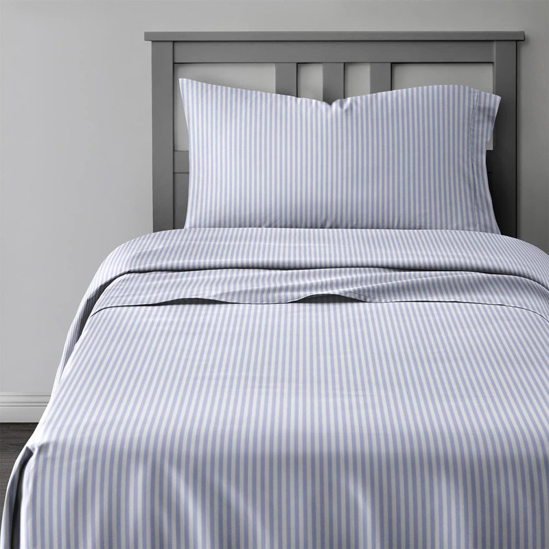 Kids Sheet Set, Soft Microfiber Bedding, Cozy & Breathable, Wrinkle Free Easy Care Bed Sheets, Blue Stripes 