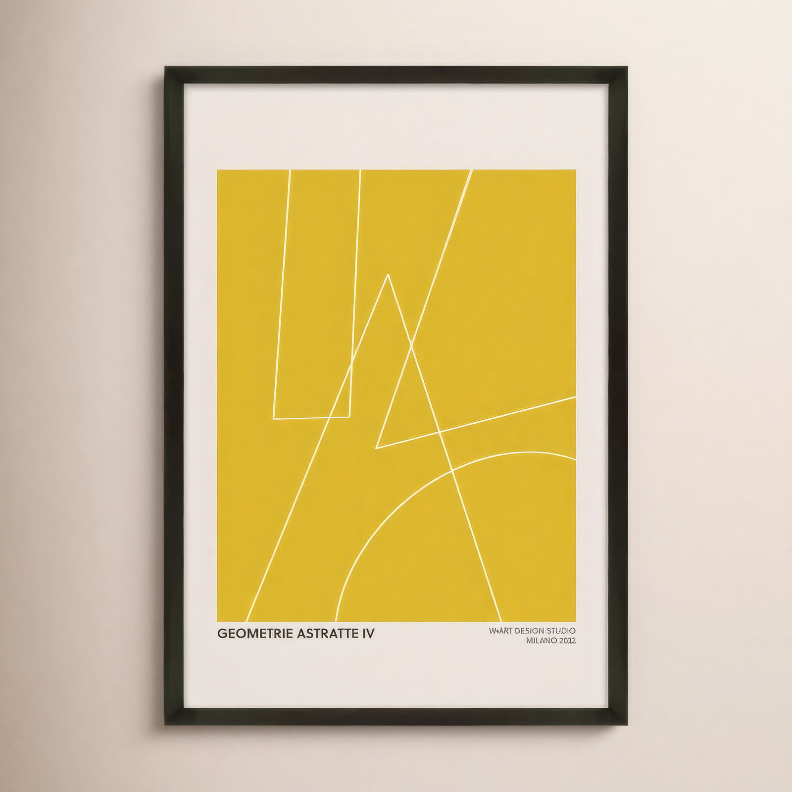 Caila "Geometric Abstraction in Yellow" Print, Black, 20" H x 14" W x 1.25" D