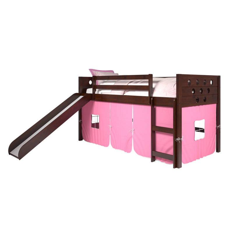 Howell Twin Solid Wood Platform Loft Bed by Isabelle & Max, Dark Cappuccino, Pink