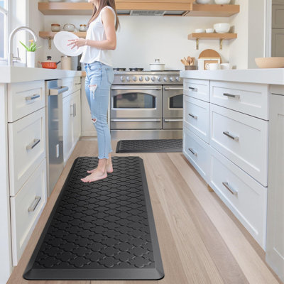 Tapis de cuisine pour tapis de sol anti-fatigue 2 pièces, tapis de cuisine rembourrés anti-fatigue, 17,3 po x 29 po + 17,3 po x 47 po, tapis de cuisine antidérapants, debout, bureau, évier, buanderie, gris