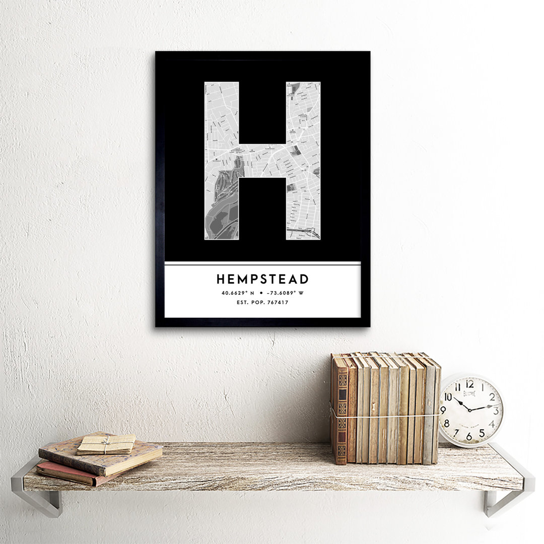 Hempstead United States City Map - Single Picture Frame Typography