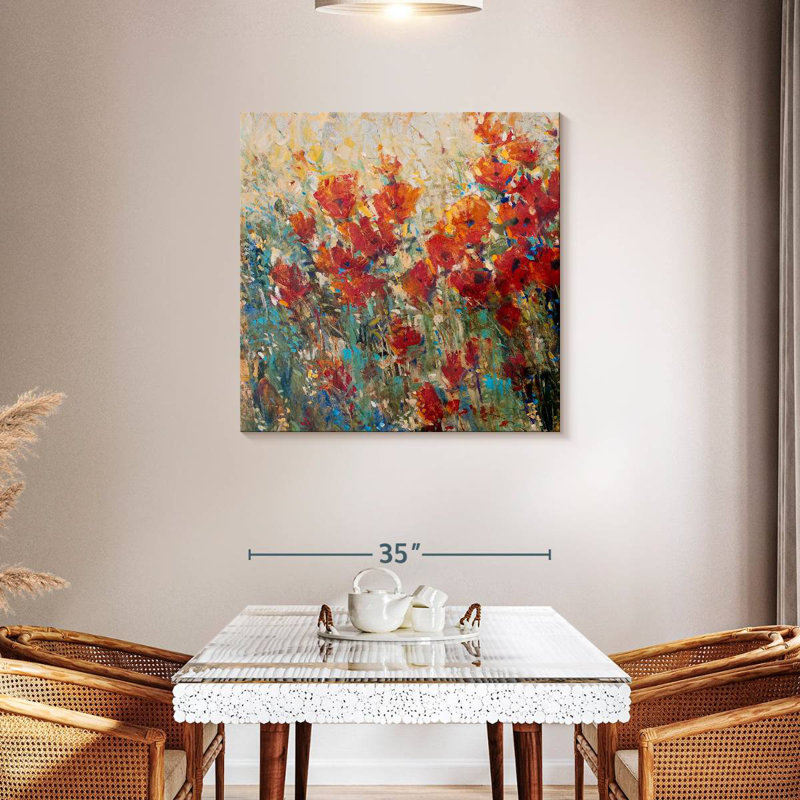 Champ de coquelicots rouges I, H 36 po x l 36 po