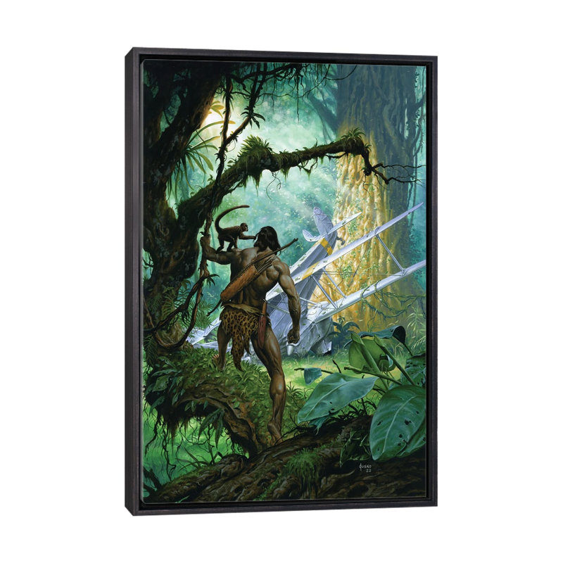 Tarzan's Quest, H 26 po x l 18 po, Cadre flottant noir patiné