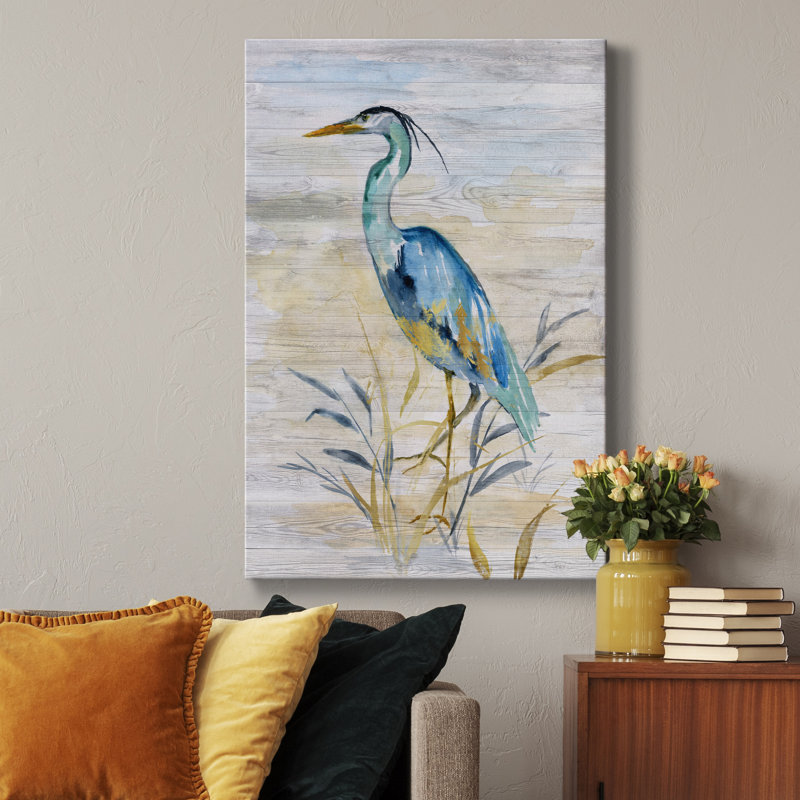 " Blue Heron II ", 48" H x 32" W x 1" D, Wrapped Canvas, No Mat