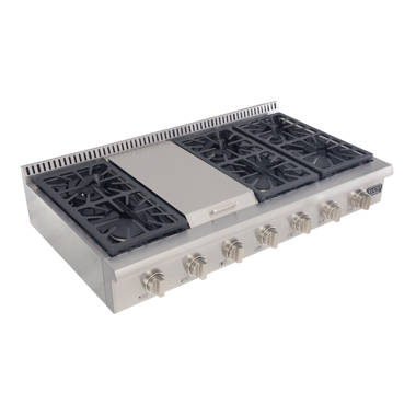 MAST486GRTBXT by Bertazzoni - 48 Gas Rangetop 6 brass burners + electric  griddle Stainless Steel