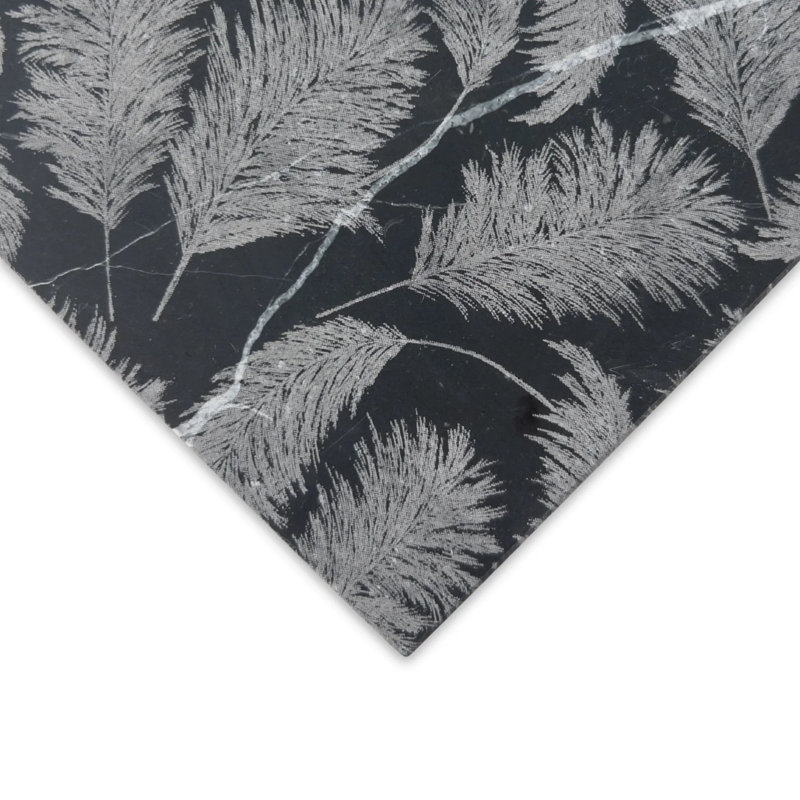 Carreau gravé au laser 6 po x 6 po Nero Marquina Leaves