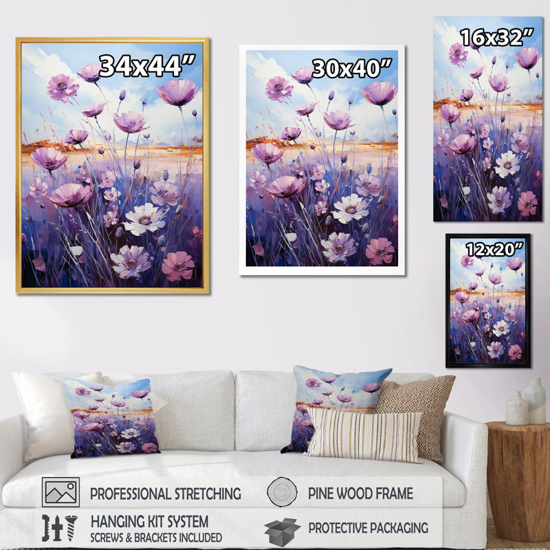 Bleu et mauve, champ de Fauvist II sur toile, Cadre flottant doré, H 32 po x l 24 po