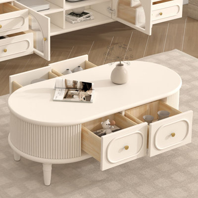 Table basse de rangement de forme ovale French