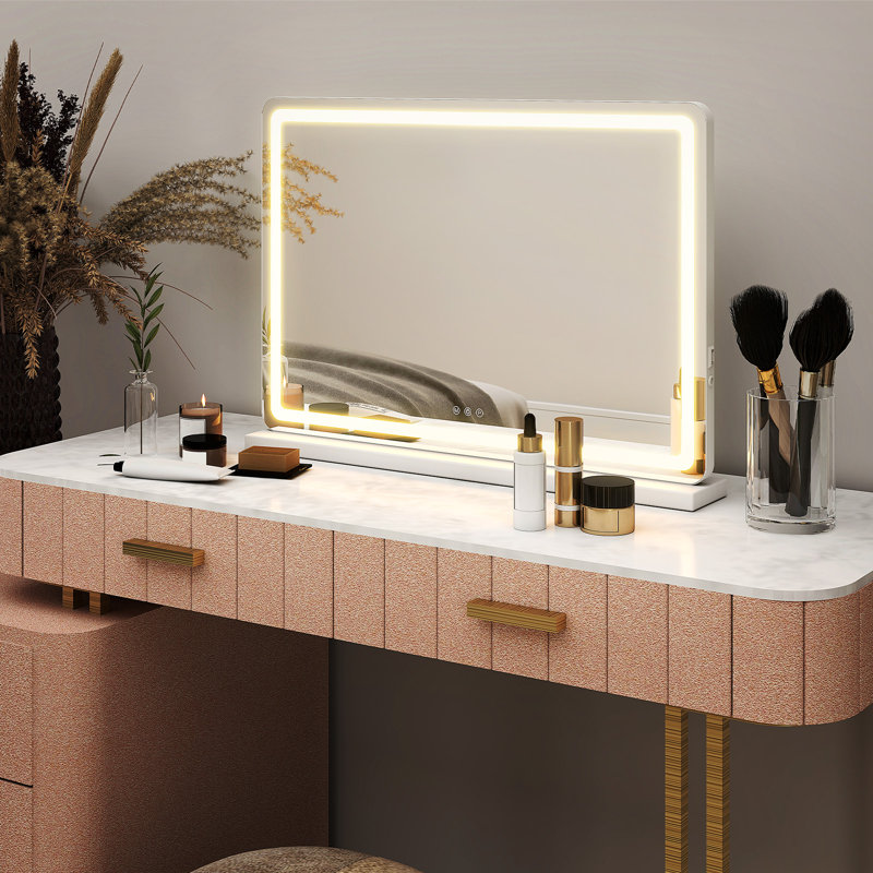 Lighted Makeup Mirror, Led Makeup Mirror,Three Color Lighting Modes, Smart Touch Control,2-in-1 Vanity Mirror, 20" x 22"
